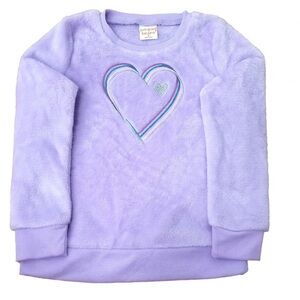Girls Jumping Beans Plush Light Purple Lavender & Silver Heart Soft Sweatshirt 8
